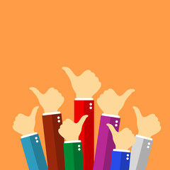 People show thumb up sign, vector poster
