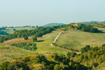 Landscape of Tuscany in the evening light