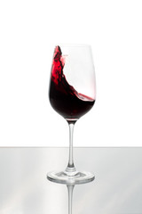 Crystal glass with red and white wine