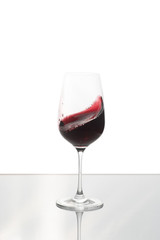 Crystal glass with red and white wine