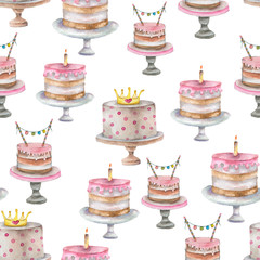 Watercolor party seamless pattern