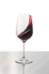 Crystal glass with red and white wine