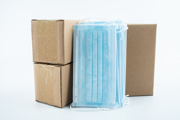 Anti-epidemic medical supplies, disposable medical masks and cardboard boxes