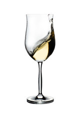 Crystal glass with red and white wine