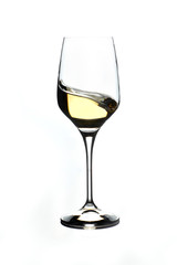 Crystal glass with red and white wine