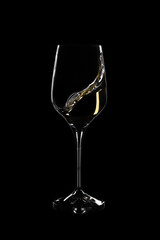 Crystal glass with red and white wine