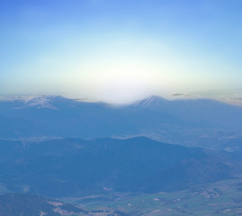 mountain valley at the early morning scene