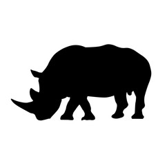 Vector illustration one black of rhinoceros silhouette