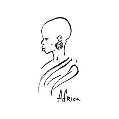 African girl in profile in national dress.