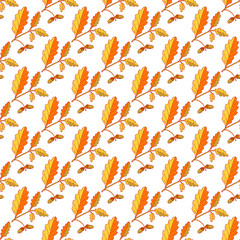 Seamless vector pattern with hand drawn autumn oak