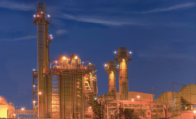 Obraz na płótnie Canvas Power plant station building at night