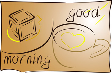 Good morning in sketch style. Coffee concept. Graphic vector design. Good morning poster.