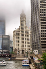 Fototapeta na wymiar Skyscrapers of Chicago in the fog