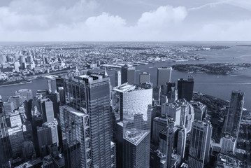 Aerial View of Manhattan with its skyscrapers