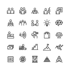 vector design of business-related icon bundle. outline style version.