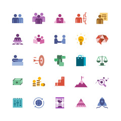 vector design of business-related icon bundle. flat style version.