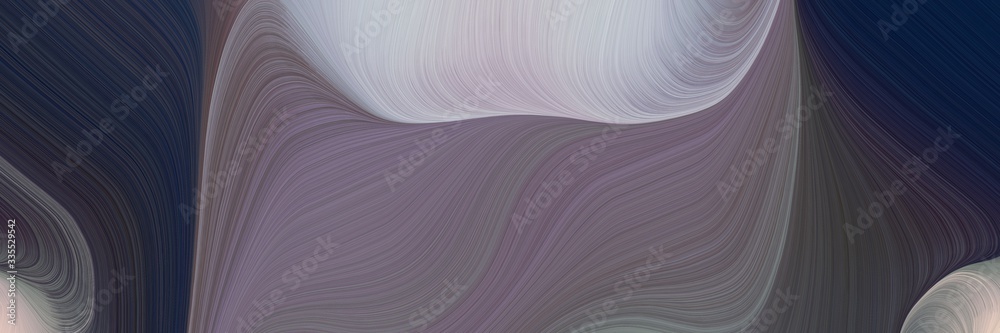 Aufkleber abstract dynamic curved lines colorful designed horizontal header with dim gray, silver and very dark blue colors. elegant curved lines with fluid flowing waves and curves