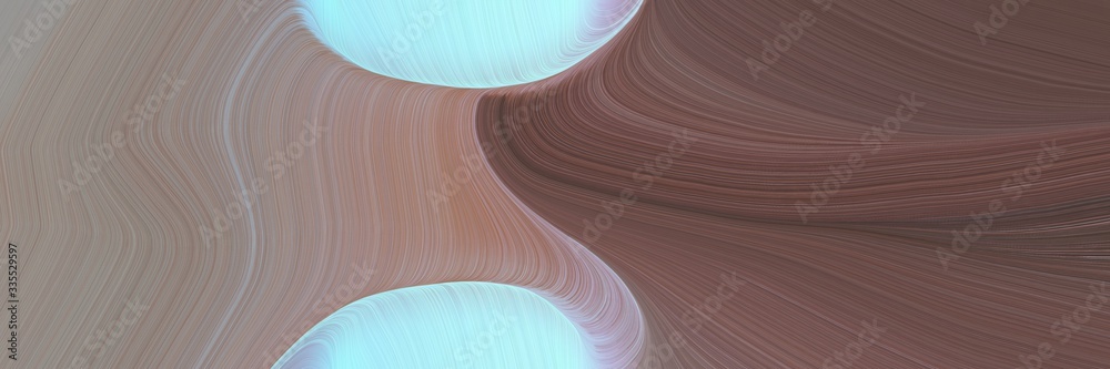 Poster abstract dynamic curved lines surreal designed horizontal header with pastel brown, old mauve and powder blue colors. elegant curved lines with fluid flowing waves and curves