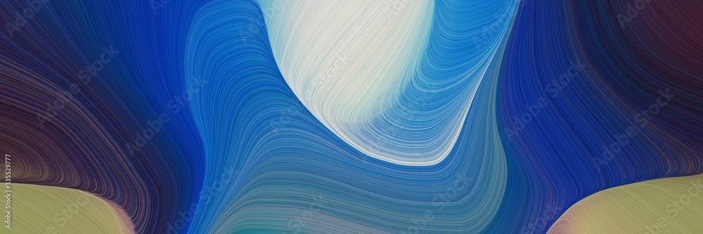 Poster abstract dynamic curved lines moving banner with dark slate blue, ash gray and midnight blue colors
