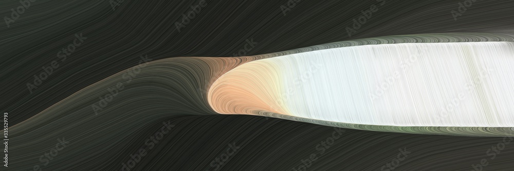 Poster abstract dynamic curved lines flowing horizontal header with antique white, very dark blue and dim gray colors. elegant curved lines with fluid flowing waves and curves