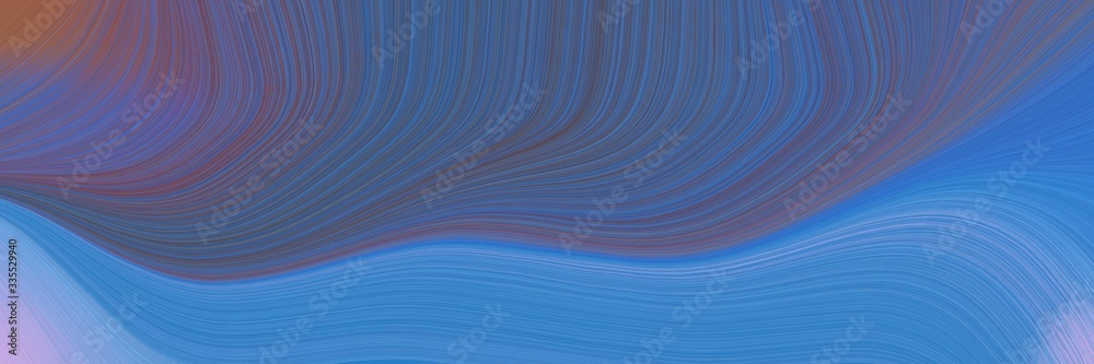 Poster abstract dynamic curved lines artistic banner design with steel blue, dim gray and old mauve colors. elegant curved lines with fluid flowing waves and curves