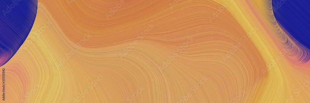 Poster abstract dynamic curved lines moving horizontal header with sandy brown, midnight blue and indian re