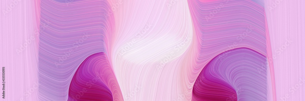 Poster abstract dynamic curved lines moving designed horizontal banner with thistle, plum and medium violet red colors