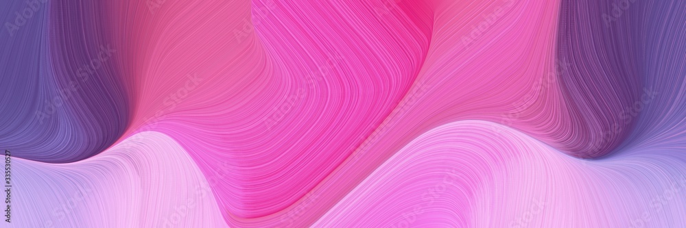 Poster abstract dynamic curved lines surreal horizontal banner with orchid, dark slate blue and plum colors