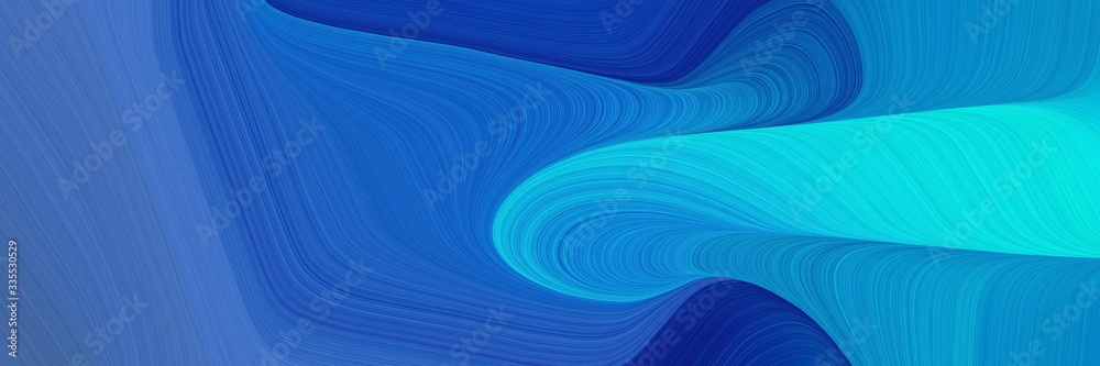 Aufkleber abstract dynamic curved lines surreal header design with strong blue, bright turquoise and dark turquoise colors. elegant curved lines with fluid flowing waves and curves