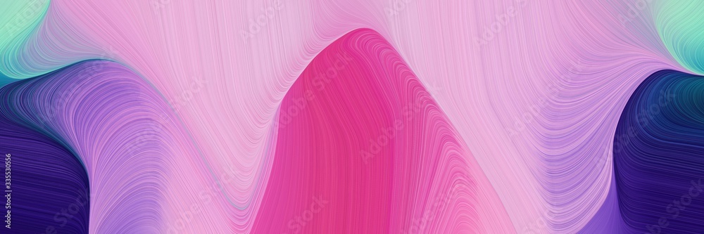 Poster abstract dynamic curved lines surreal header with pastel violet, midnight blue and plum colors. elegant curved lines with fluid flowing waves and curves