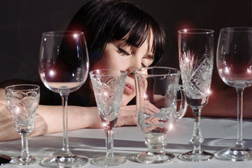 wine glasses sunlight shadow sun wine different glare hand woman white black background
