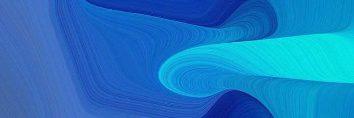 abstract dynamic curved lines surreal header design with strong blue, bright turquoise and dark turquoise colors. elegant curved lines with fluid flowing waves and curves