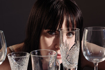 wine glasses sunlight shadow sun wine different glare hand woman white black background