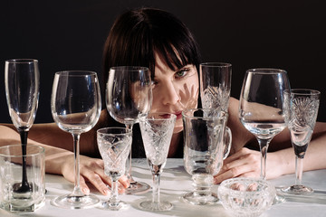 wine glasses sunlight shadow sun wine different glare hand woman white black background