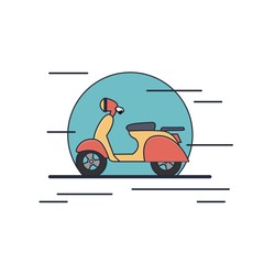 scooter illustration. red and orange motorcycle. flat illustration.