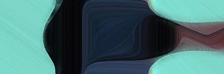 abstract dynamic curved lines artistic horizontal header with very dark blue, medium aqua marine and dim gray colors. elegant curved lines with fluid flowing waves and curves