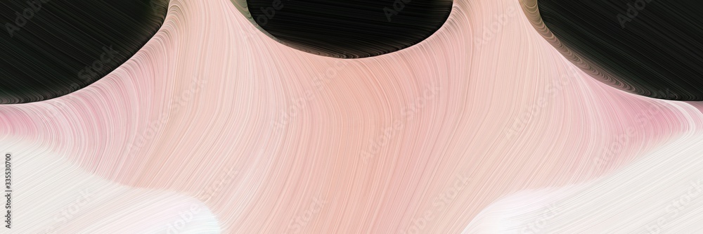 Poster abstract dynamic curved lines decorative designed horizontal header with baby pink, very dark green 