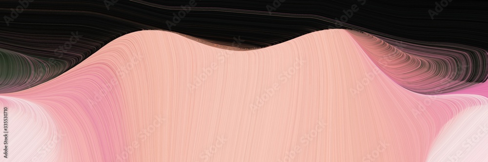 Poster abstract dynamic curved lines colorful header with very dark pink, baby pink and pastel brown colors