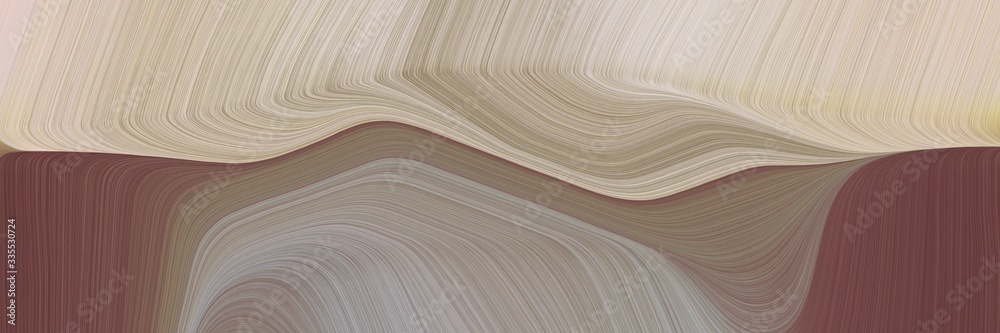 Poster abstract dynamic curved lines modern designed horizontal banner with rosy brown, old mauve and pastel gray colors
