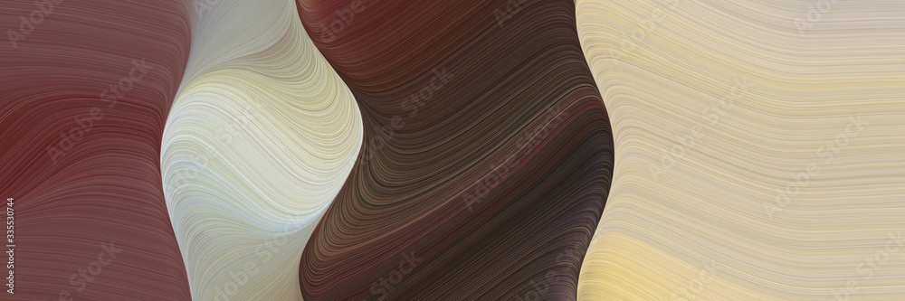 Poster abstract dynamic curved lines decorative designed horizontal banner with old mauve, pastel gray and dark gray colors. elegant curved lines with fluid flowing waves and curves
