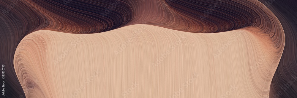 Poster abstract dynamic curved lines colorful designed horizontal banner with very dark blue, tan and old mauve colors