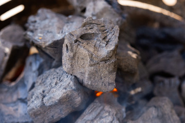 charcoal burning on a barbecue