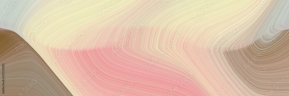 Poster abstract dynamic curved lines flowing banner design with baby pink, wheat and gray gray colors. elegant curved lines with fluid flowing waves and curves