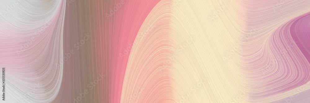 Poster abstract dynamic curved lines decorative horizontal header with baby pink, rosy brown and gray gray 