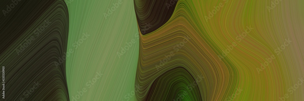Poster abstract dynamic curved lines modern header design with olive drab, very dark green and dark olive g