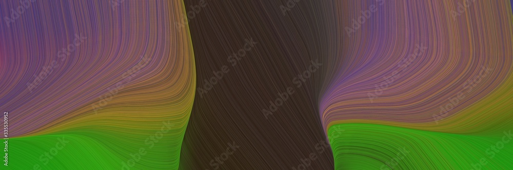 Poster abstract dynamic curved lines decorative horizontal banner with old mauve, forest green and old lave