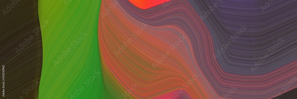 Poster abstract dynamic curved lines modern banner design with old mauve, moderate red and dark green colors. elegant curved lines with fluid flowing waves and curves