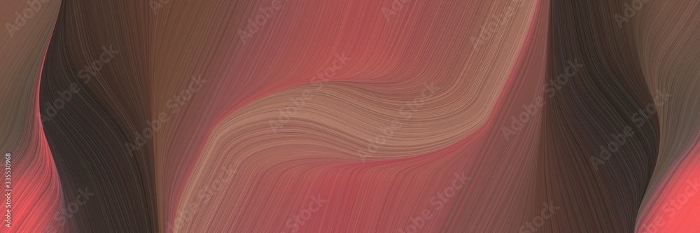 Poster abstract dynamic curved lines flowing designed horizontal banner with pastel brown, very dark blue and old mauve colors. elegant curved lines with fluid flowing waves and curves