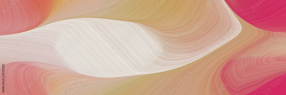 Poster abstract dynamic curved lines decorative horizontal header with rosy brown, tan and light gray colors. elegant curved lines with fluid flowing waves and curves