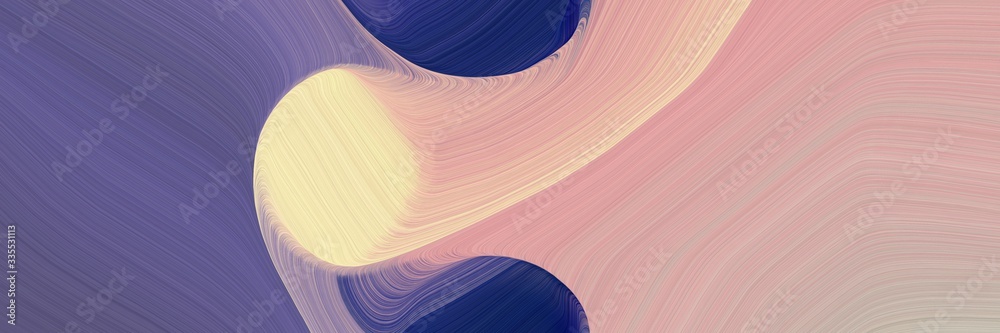 Aufkleber abstract dynamic curved lines moving horizontal banner with rosy brown, tan and dark slate blue colors. elegant curved lines with fluid flowing waves and curves